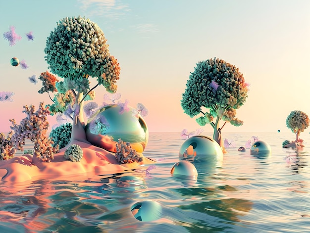 Surreal and fantastical 3D depicting the process of lipolysiswhere fat cells disintegrate and lipid