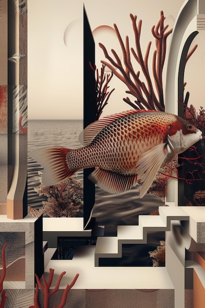 Surreal Fish and Architecture in a Coral Landscape