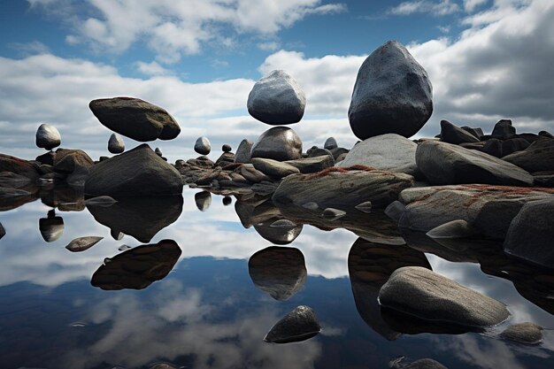 Photo surreal floating rocks cool wallpaper fantasy beautiful view