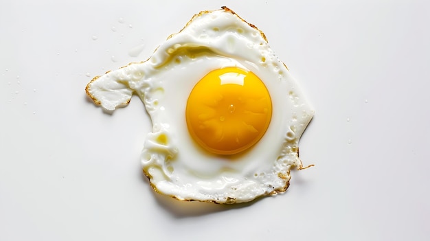 Surreal Fried Egg Resembling Hen Head on Minimalist White Background