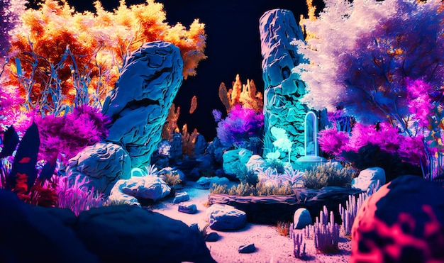 A surreal garden of corrupted data and glitch artifacts full of unexpected beauty