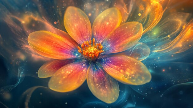 Surreal Glowing Flower in Cosmic Space