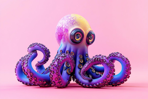 Photo surreal octopus with vibrant tentacles 3d background wallpaper