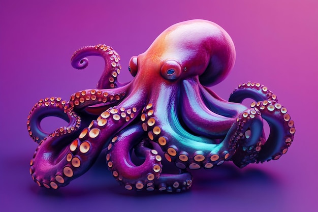 Photo surreal octopus with vibrant tentacles 3d background wallpaper