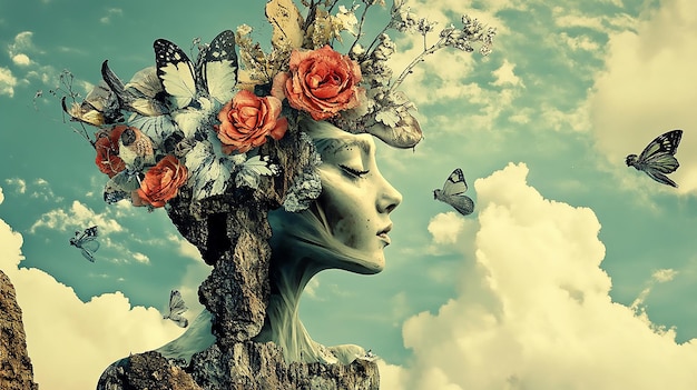 Surreal Portrait with a Growing Tree