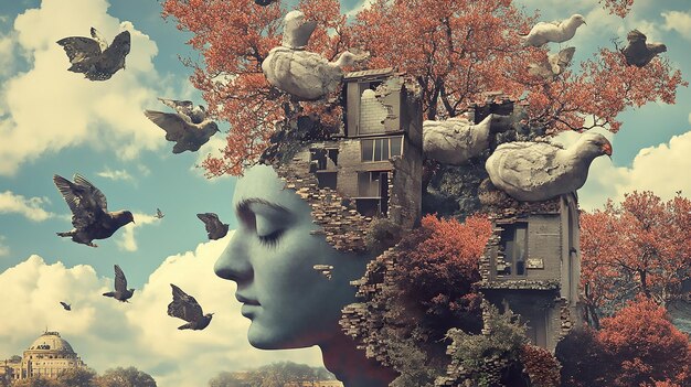 Surreal Portrait with a Growing Tree