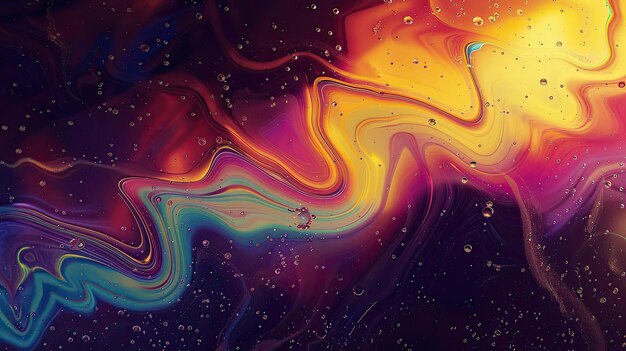 Photo surreal spectrum of oil swirling in water