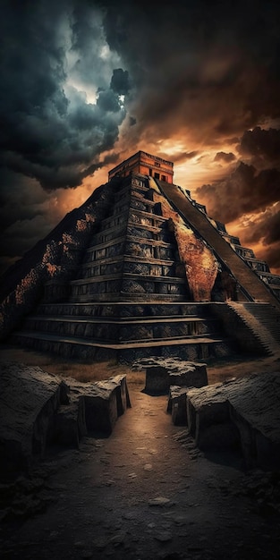 Surreal teotihuacan pyramids