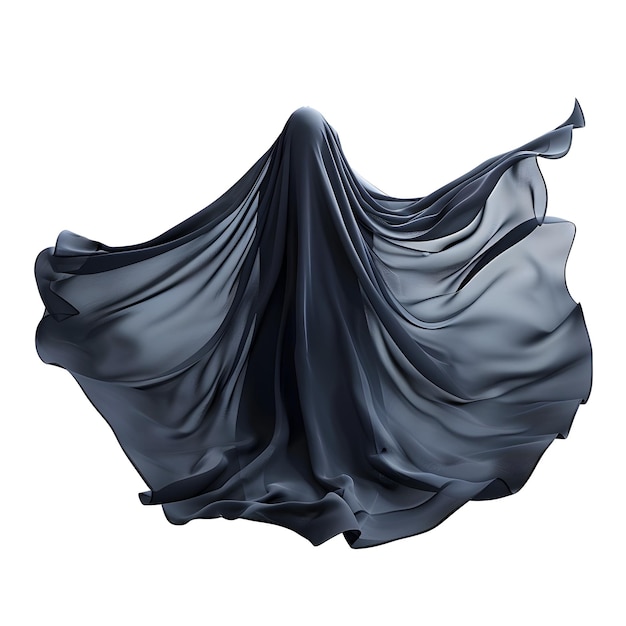 Surreal Vampire Cape Watercolor Art with Flowing Black Fabric on White Background