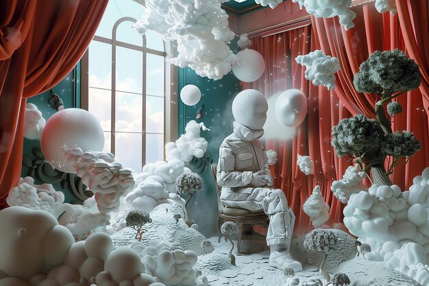 Surreal and whimsical 3D illustrations in immersive settings