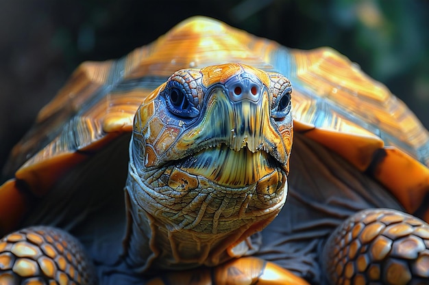 Surrealism art style tortoise closeup portrait