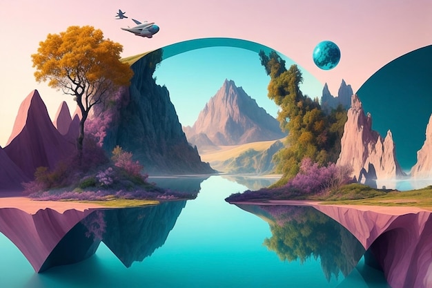 Surrealism background with a beautiful blend of colors