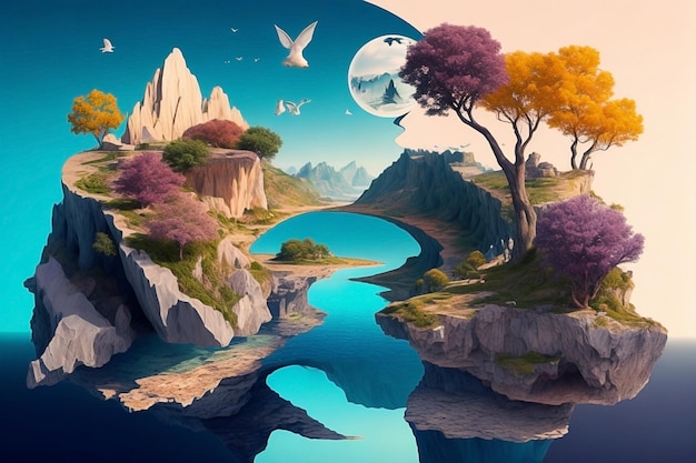 Surrealism background with a beautiful blend of colors