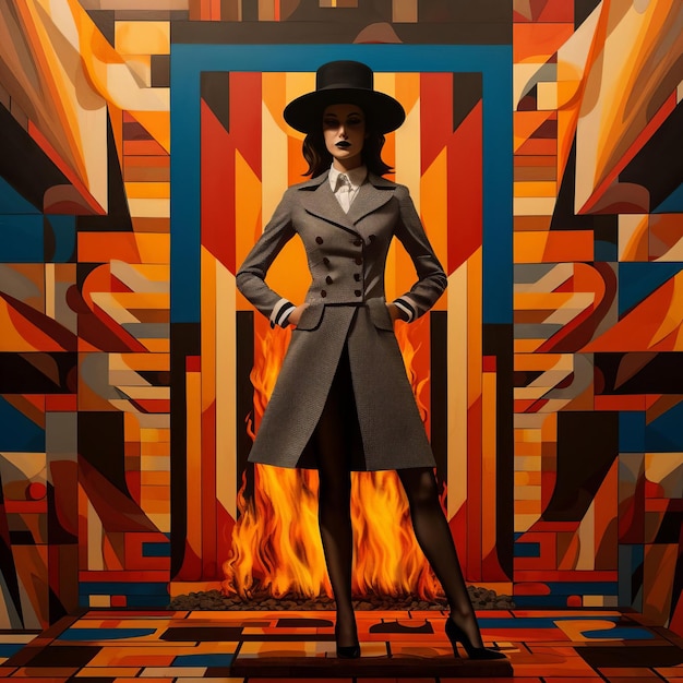 Surrealism Female In Fire Art By Bruno Mars Style