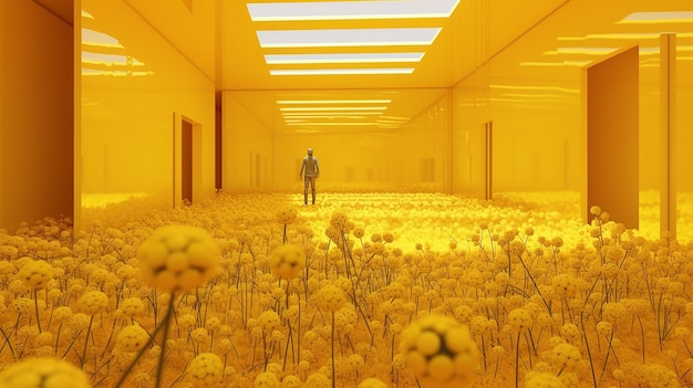 Surrealistic Vanilla Fields 3D Yellow Room Photography