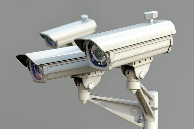 Surveillance Cameras Isolated In Transparent Background