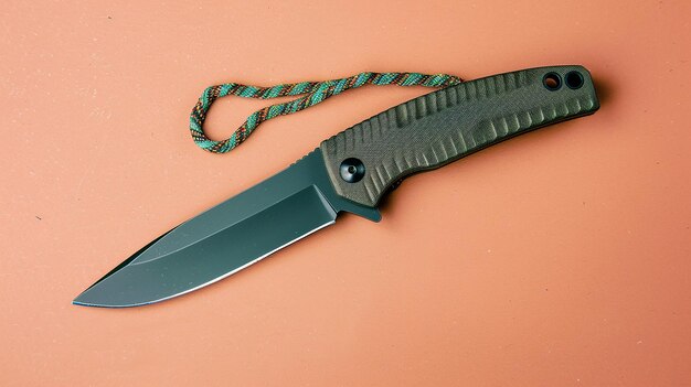 Photo survival knife with paracord handle