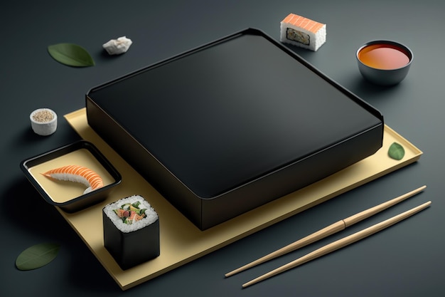 Sushi branding and packaging mockup AI generation