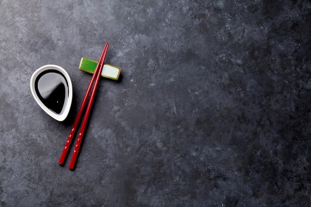 Sushi chopsticks and soy sauce