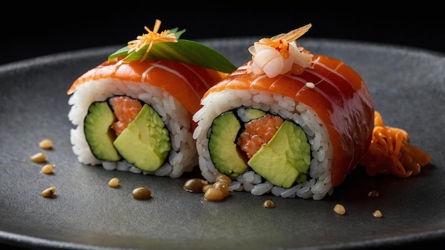 sushi on a dark background