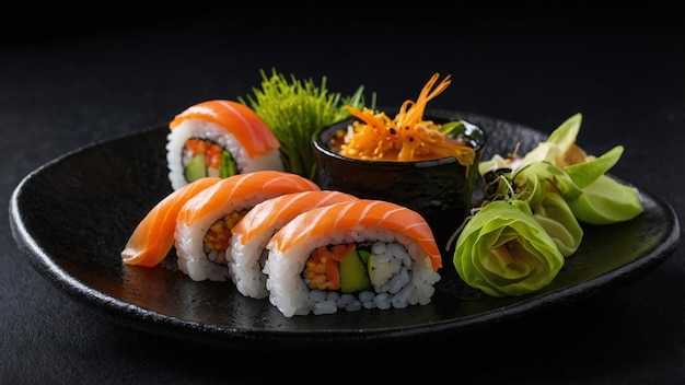 sushi on a dark background