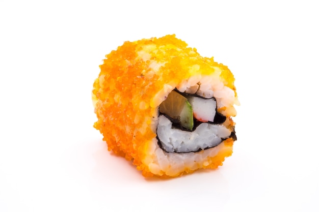 Sushi, japanese food, california roll on white background.