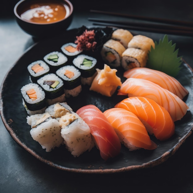 Sushi on a plate Generative ai