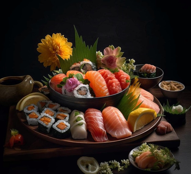 A sushi platter with a variety of sushi on it