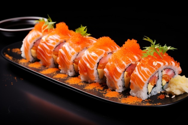 Sushi roll with salmon