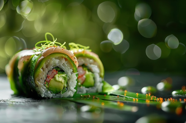 sushi roll with white room for content food promotion and expertly taken food photos Generative AI