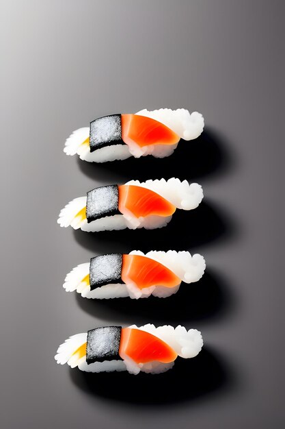 Photo sushi rolls are lined up in a row