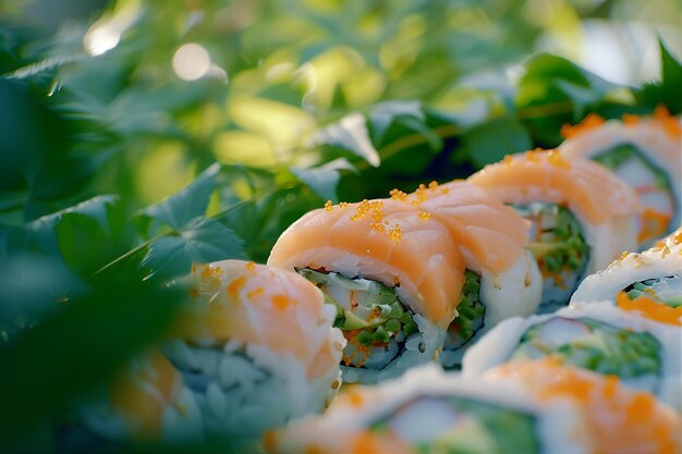 Sushi Rolls Served Outdoor