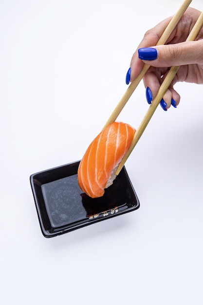 sushi on white background