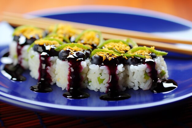 Photo sushi with blueberry compote yummy delicious sushi food image photography