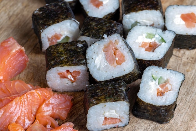 Sushi with red salted fish and rice