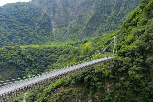 Suspension bridge cross the Liwu river in Hualien taroko Gorge