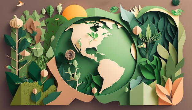 Sustainability in design earth day illustration for earth day Generative AI