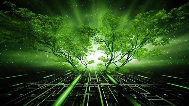 Sustainability IT Green IT computing concept Carbon free