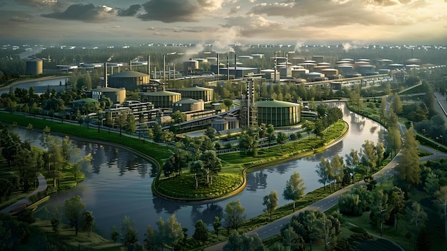 Sustainable Development A Spacious D Industrial Park with EcoFriendly Factories Concept Sustainable Development Industrial Park EcoFriendly Factories Spacious Design Green Technology