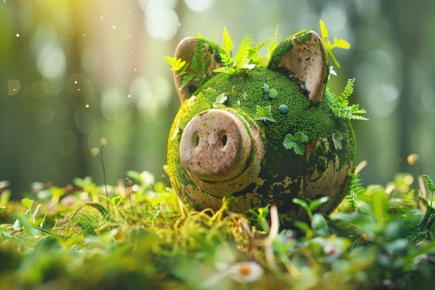 Photo sustainable economy with piggy bank