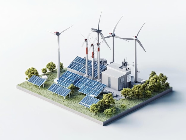 Photo sustainable energy city a miniature model of a green future