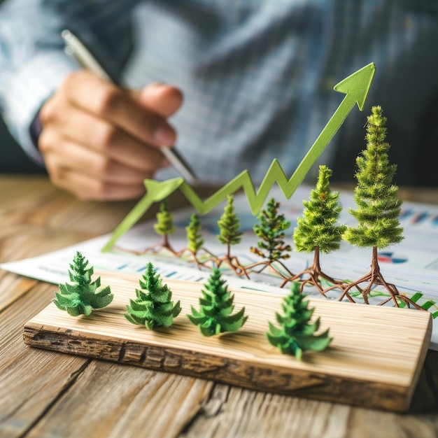 Photo sustainable growth analyzed through business charts