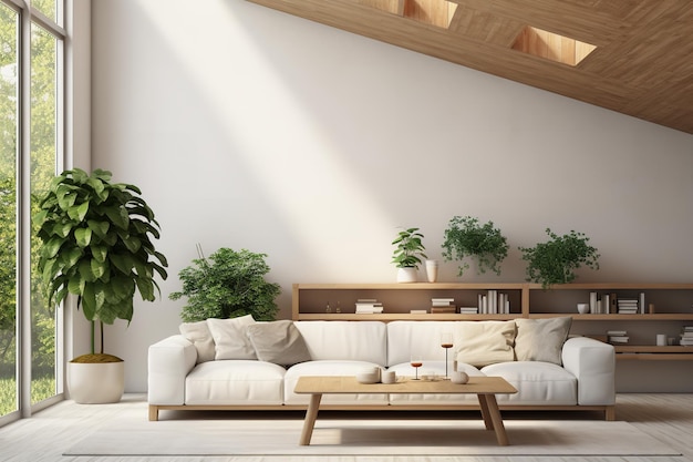 Sustainable Living Room Design with Green Plants Minimal Interior Design