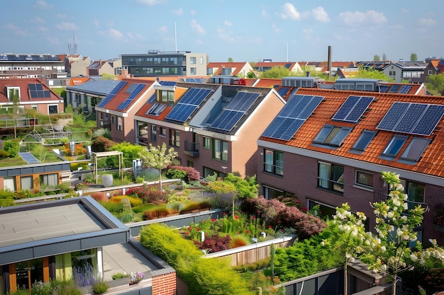 Photo sustainable rooftops green roofs eco rooftops green rooftops lush green roofs sustainable housing