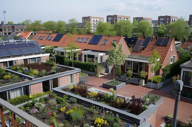 Photo sustainable rooftops green roofs eco rooftops green rooftops lush green roofs sustainable housing