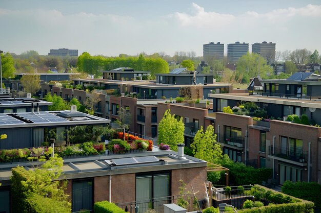 Photo sustainable rooftops green roofs eco rooftops green rooftops lush green roofs sustainable housing