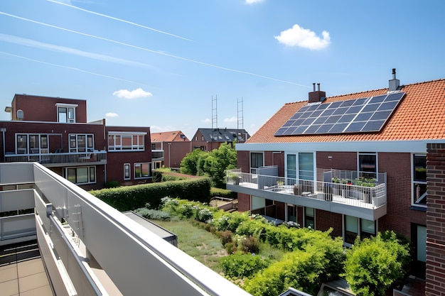 Photo sustainable rooftops green rooftops rooftop gardens eco rooftops green roofs green residential area