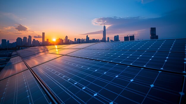 Sustainable Skyline Rooftop Solar Panels Mirror a Brighter Future