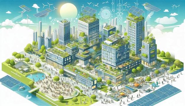 Sustainable Urban Living Illustration World Habitat Day Concept