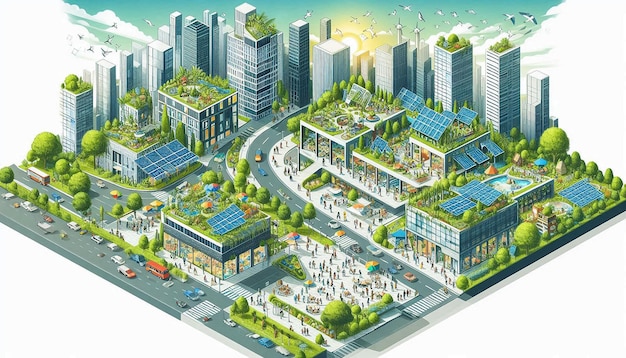 Sustainable Urban Living Illustration World Habitat Day Concept